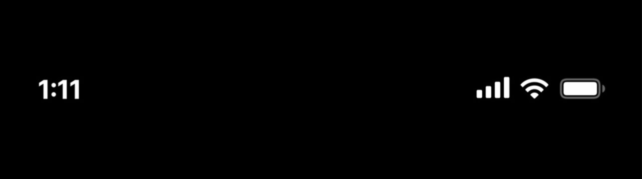 Mobile status bar UI with time signal wifi and battery icons, smartphone interface top bar design