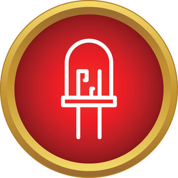 Light emitting diode symbol in a flat round red button