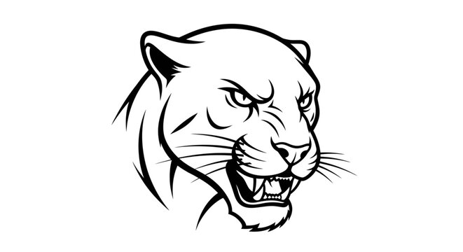 Bold black and white puma head illustration for graphic design projects