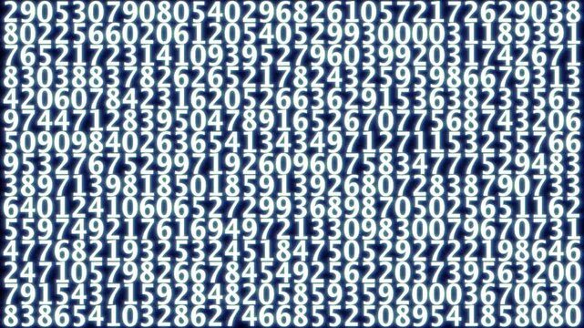 Minimalist white digital data grid with random numbers changing for modern tech presentations
