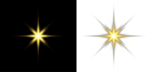 Yellow glow star light sparkle shining radiant burst flare magic abstract background. © OLEKSANDR