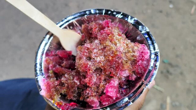 Delicious Indian Street Food Shaved Ice Gola