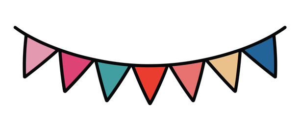Obraz premium colorful bunting illustration with triangular flags on string