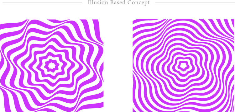 Illusion Based Op Art Vector Purple White Wavy Optical Distortion Pattern