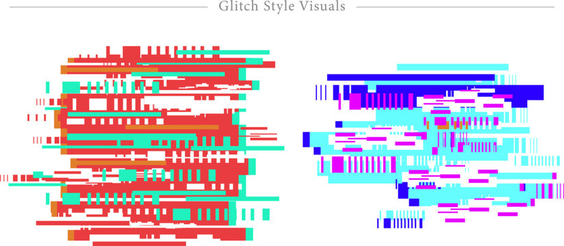 Glitch Style Visuals Digital Distortion Abstract Error Data Fragmentation Texture Set