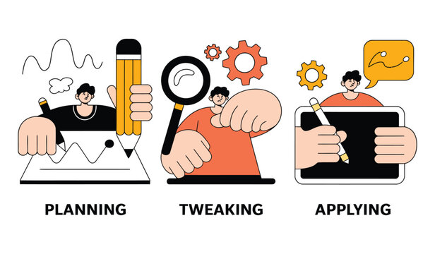 Businessman planning tweaking and applying strategies on laptop and tablet