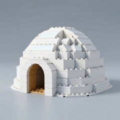Naklejka premium LEGO Igloo Model with Arched Entrance and Interior Stairs
