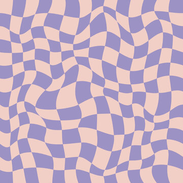 Groovy pastel seamless background with a retro checkerboard design. Abstract pattern.