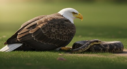 Fototapeta premium Majestic bald eagle a stunning portrait of north american animal wildlife