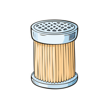 Illustration of a toothpick dispenser filled with toothpicks