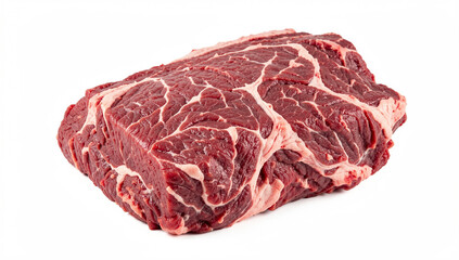 Fototapeta premium Close-up of a raw, marbled steak with fat veins, ready for cooking