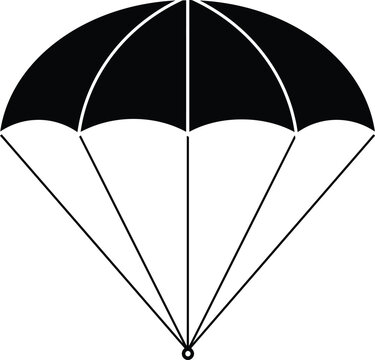 Simple black parachute icon isolated on white background