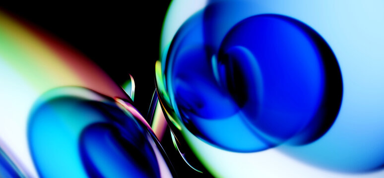 Smooth lens discs with colorful light refraction with iridescent effect