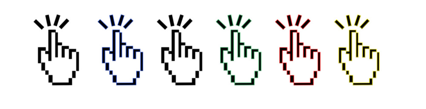 Banner Set Hand Cursor Icon in Farbe Vektor Grafik Design