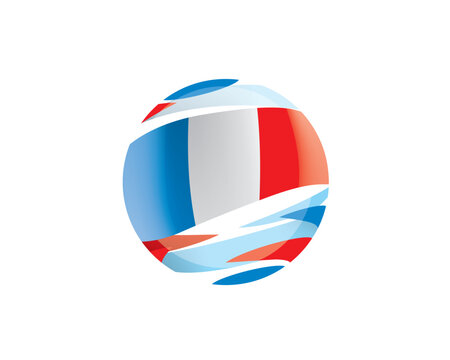 The French flag in an abstract sphere