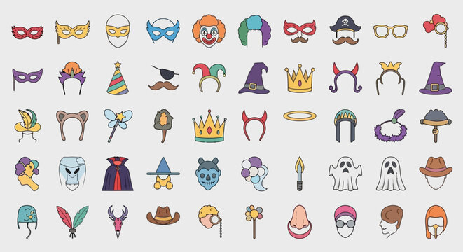 Colorful cartoon character face masks.