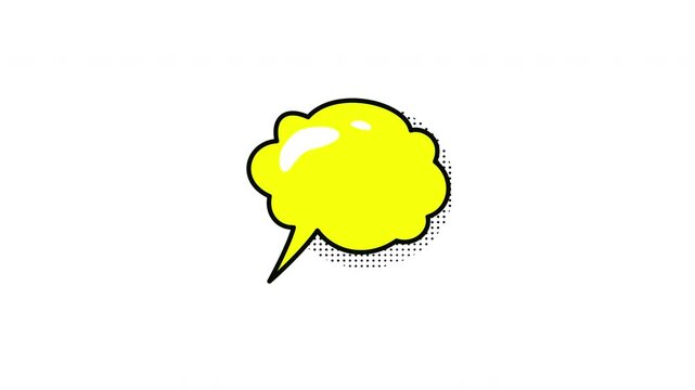Speech Bubble Cloud Animation pop art comic cloud overlay. 4K video
