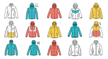 Colorful jackets with hoods displayed. © Ami Triyatmi