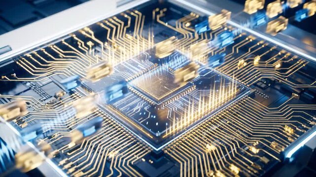 Advanced golden microprocessor processing floating digital data blocks.