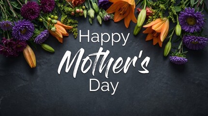 Beautiful Floral Arrangement Celebrating Mother's Day on a Dark Textured Background