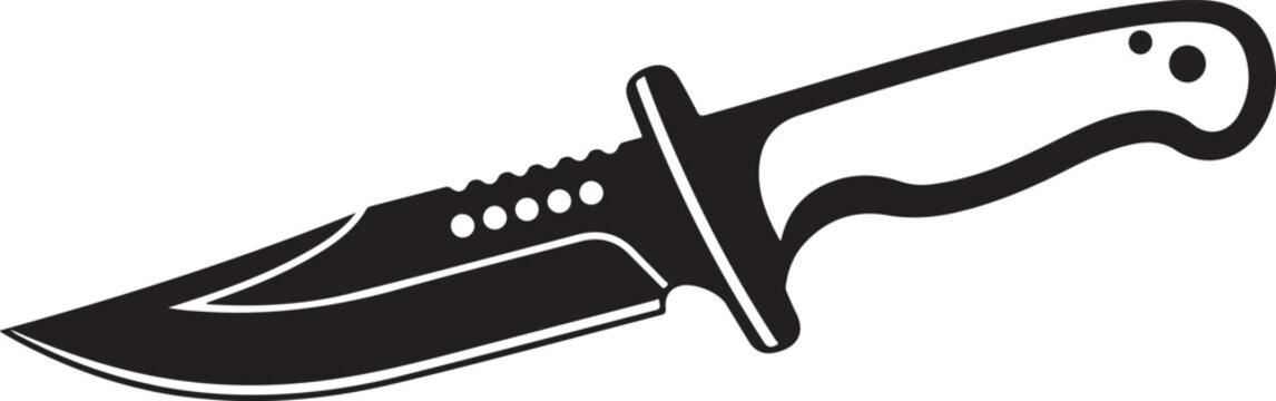 Knife, tactical knife, combat knife, black knife, vector knife, illustration knife, isolated knife