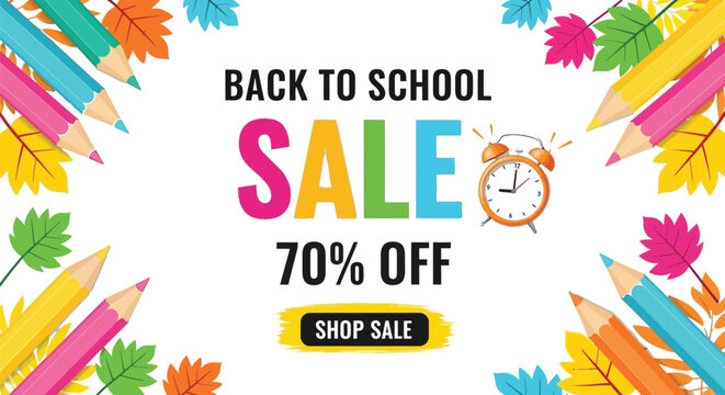 Back to school sale with seventy percent discount offer