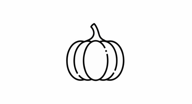 A simple black line drawing of a pumpkin on a white background