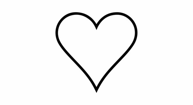 A simple, bold black outline of a heart shape on a white background