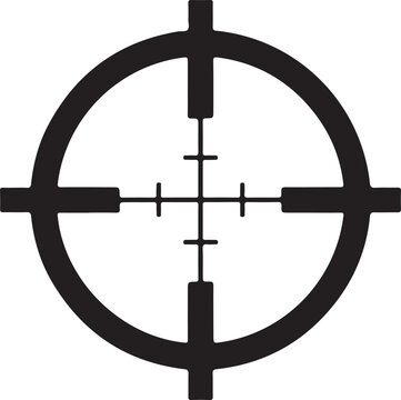 Black crosshair target, gun sight icon, aiming symbol, vector scope