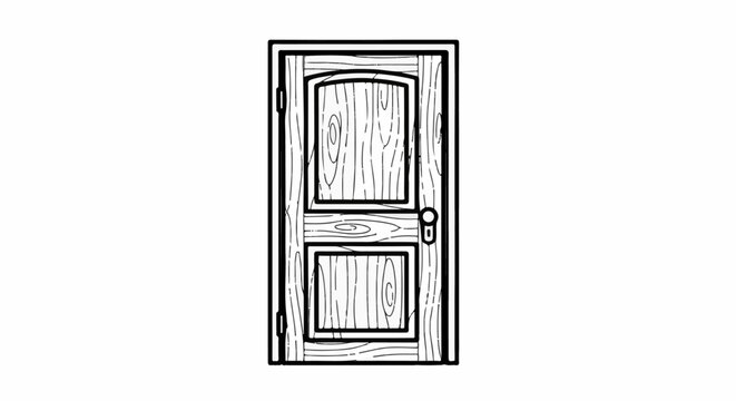 A rustic wooden door with two panels and a knob