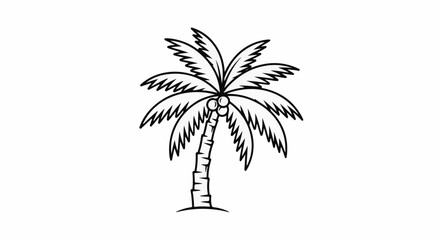 Obraz premium A simple black and white outline drawing of a palm tree with coconuts