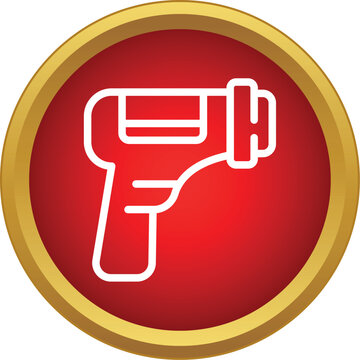 Infrared thermometer icon in a red circle for temperature measurement