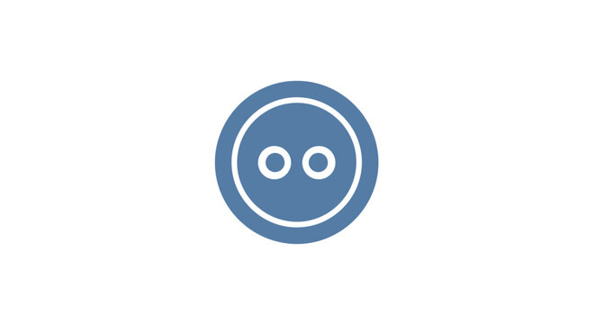 A blue garment button isolated on a white background, simple design with two holes