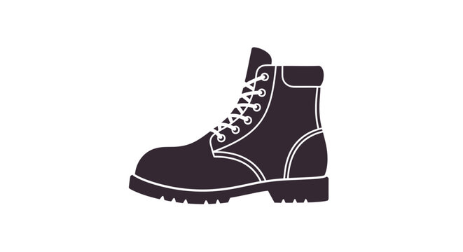 Silhouette illustration of a heavy-duty boot with laced detail, vector design, isolated