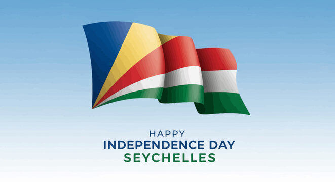Happy Independence Day Seychelles with waving flag