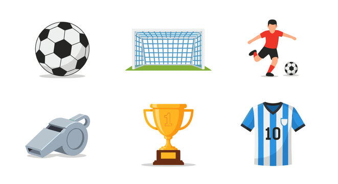 Soccer sport icon set in colorful flat vector style