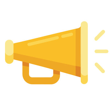 megaphone icon in flat yellow design high quality