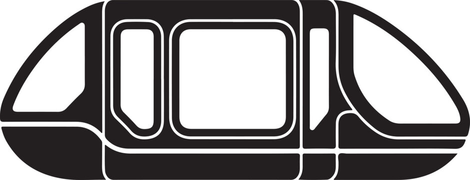 Futuristic spaceship cockpit, sleek vehicle dashboard, black and white vector, sci-fi control panel, illustration