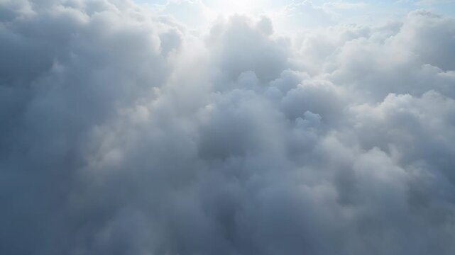 Capturing clouds and sky above during the flight in a sunny afternoon
