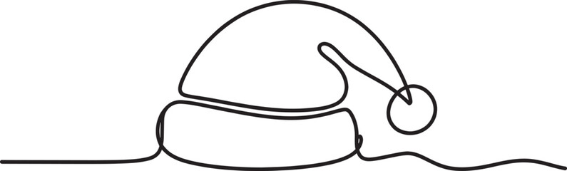 Fototapeta premium Minimalist one line santa hat drawing for christmas holiday season web design and apparel decoration.
