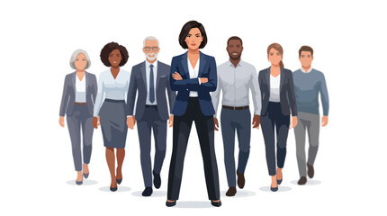 Obraz premium Diverse Business Team Walking Forward Leadership Concept Vector Illustration Professional Group Corporate People Success