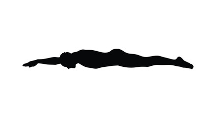 A swimmer in the freestyle stroke is shown in a striking black silhouette © njhasan