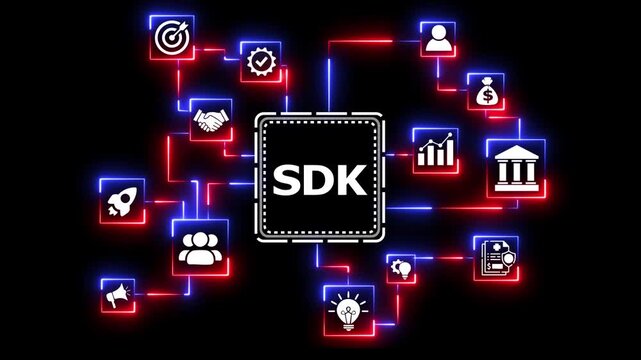 Software development kit concept glowing animation.