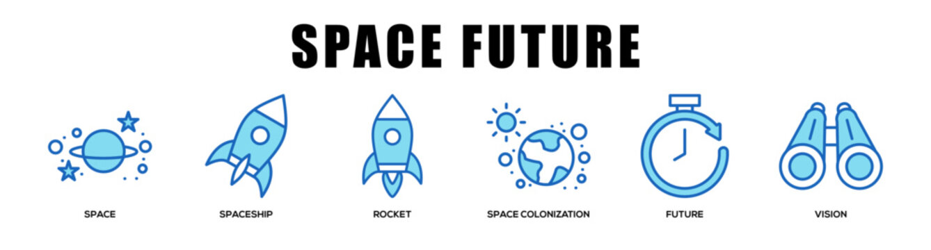 blue - Space Future web banner icon vector illustration concept