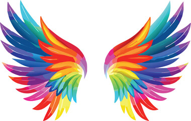 Obraz premium stylized rainbow wings on white background high quality