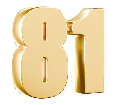Gold 3D number 81