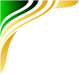 Obraz premium Vibrant curves sweep from green to gold. Abstract design frames a clean white background. Perfect for business or creative presentations. Flowing lines suggest movement and energy