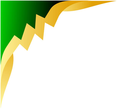 Bold green and gold gradient curves sweep across the corner. Vibrant colors suggest energy and movement. Clean white background offers ample space for text. Ideal for business, branding