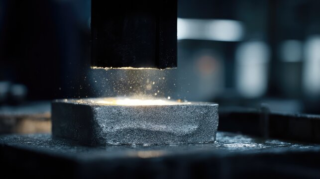 Edm machine sparking on metal during manufacturing process