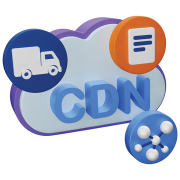 Cloud CDN 3d rendering icon